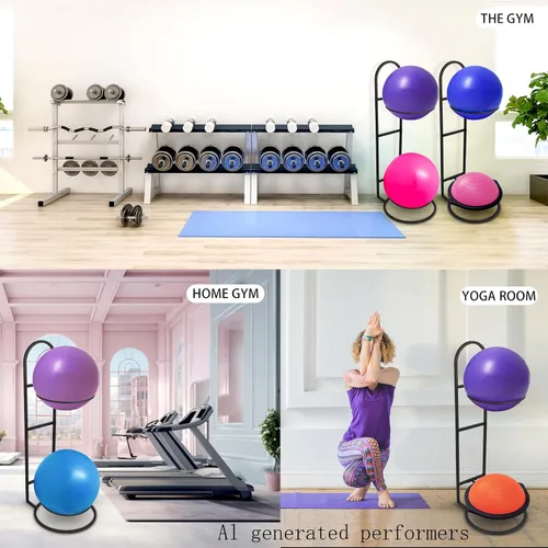 Miniatura 4 de Estante para pelotas de estabilidad, soporte para pelotas de yoga, almacenamiento vertical para pelotas de medicina, para gimnasios comerciales