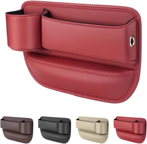 Miniatura 11 de Bolsa de cuero para portavasos de automóvil, caja de almacenamiento para automóvil mejorada 2025 con soporte para tazas, caja de almacenamiento