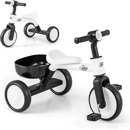Miniatura 10 de HONEY JOY Triciclo, triciclo para niños de 3 ruedas con asiento ajustable, cesta de almacenamiento extraíble, triciclo para niños de 3 a 5 años