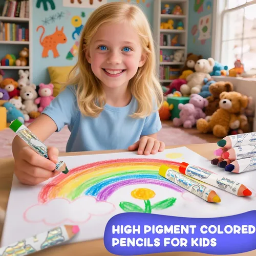 Miniatura 5 de ThEast Rellenos de calcetines para niños, 8 lápices de colores para niños pequeños, bonitos lápices de colores con sacapuntas, preafilados