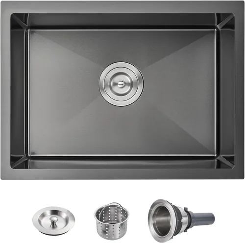 Miniatura 12 de POPFLY Fregadero de cocina de montaje inferior de 20 pulgadas, fregadero de acero inoxidable 304 de 20 x 17 pulgadas, calibre 18, cuenco cuadrado