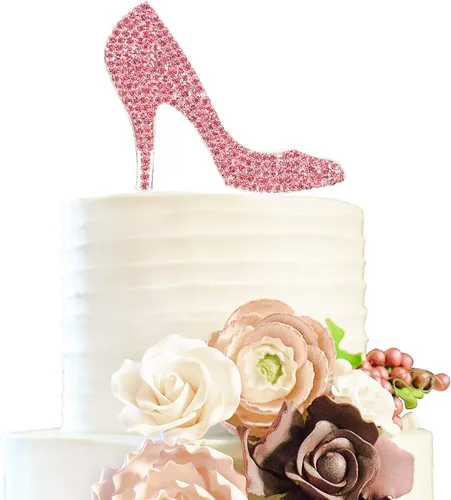 Miniatura 13 de LINGTEER 30 fabulosos adornos para tartas de cristal con diamantes de imitación de tacón alto, color rosa, perfecto para 30 cumpleaños, aniversario