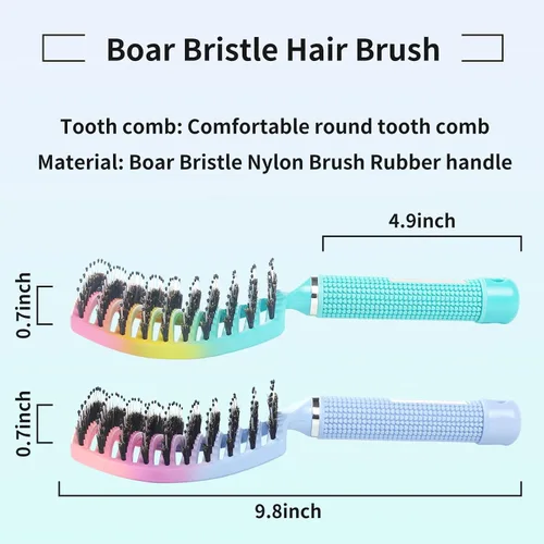 Miniatura 7 de Paquete de 2 cepillos desenredantes para eliminar nudos sin dolor, añade brillo y hace que el cabello sea suave, cepillo desenredante de cerdas