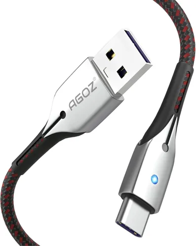 AGOZ Cable USB C tipo 3A de 6 pies con cargador rápido de luz LED compatible con Samsung Galaxy S26 S25 S24 S23 S22, A15 A16 A17 A34 A36 A54, Z Fold