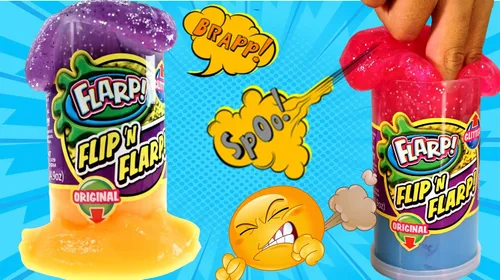 Miniatura 3 de JA-RU Flip & Flarp - Masilla de ruido para niños, paquete doble, original y purpurina (1 paquete surtido), fabricante de ruido de gas fart, limo