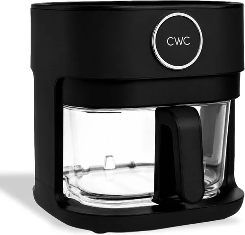 COOK WITH COLOR Freidora de aire digital de cocina de 1400 W y 5.5 cuartos de galón con cesta de vidrio, 8 opciones de cocción saludable