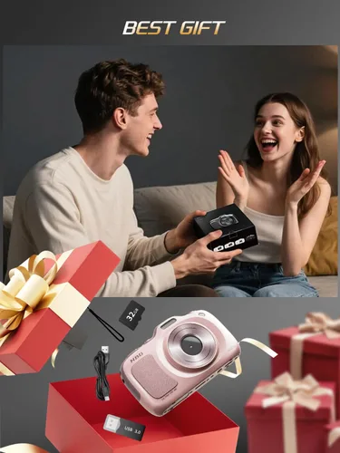 Miniatura 9 de Cámara digital True 4K con modo belleza, cámara de vlogging de 64 MP para principiantes, zoom 16X, antivibración y enfoque automático, tarjeta de 32