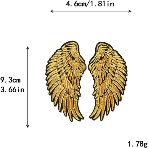 Miniatura 2 de 2 pares de alas de ángel doradas bordadas para coser en tela de reparación para ropa, jeans, chaquetas, sombreros, zapatos, mochilas 4 alas de ángel