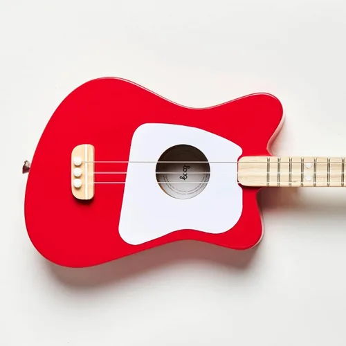 Miniatura 3 de Loog Mini - Guitarra acústica infantil para principiantes, 3 cuerdas a partir de 3 años, aplicación de aprendizaje y lecciones incluidas Rojo