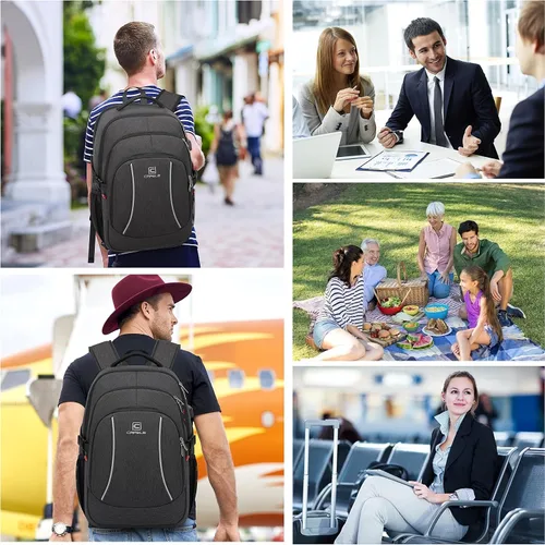 Miniatura 7 de CAFELE Mochila de viaje duradera de 17.3 pulgadas, mochila universitaria, bolsillo antirrobo RFID, bolsa para computadora de negocios grande
