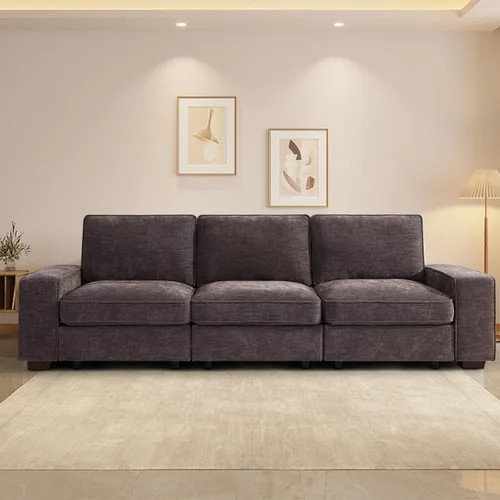 Miniatura 56 de TEKAMON Sofá Modular de 100" con Almacenamiento en los Asientos, Cómodo Sofá de Tela Chenilla de 3 Plazas para Sala de Estar, Oficina, Apartamento
