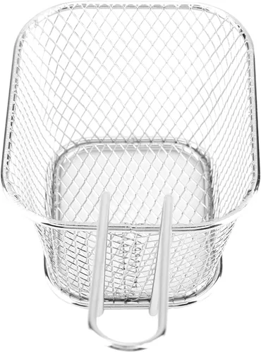 Miniatura 9 de Soporte de papas fritas de acero inoxidable, Mini cesta rectangular para freír, Servicio de mesa de comida frita, Herramienta de cocción de papas