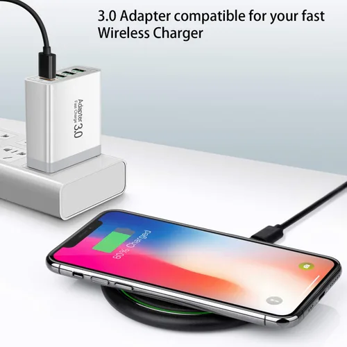 Miniatura 4 de iSeekerKit Paquete de 3 adaptadores de cargador de pared USB 3.0 de 4 puertos, bloque de carga rápida, compatible con Samsung Galaxy S10 S9 S8/Note