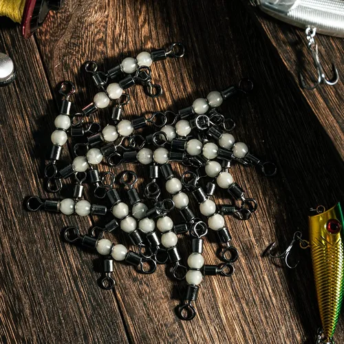 Miniatura 6 de Goture Fishing Swivels, 3 Way Swivels Fishing Tackle, T Shape Cross Line Rolling Swivels with Luminous Beads Saltwater Freshwater,Three Way Fishing