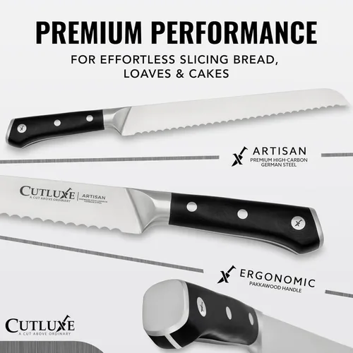 Miniatura 2 de Cutluxe Cuchillo para Pan – Cuchillo Dentado de 10" para Pan Casero, de Masa Madre – Acero Alemán Forjado de Alto Carbono – Espiga Completa