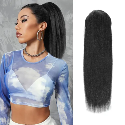 Miniatura 8 de Adette Colas de caballo rizadas de 12 pulgadas, extensiones de cabello humano con cordón, extensiones de cabello rizado con clip en cola de caballo