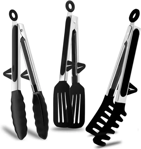 Pinzas de cocina, pinzas de 9 pulgadas para cocinar con puntas de silicona, pinzas de silicona pequeñas de grado alimenticio, mini pinzas para