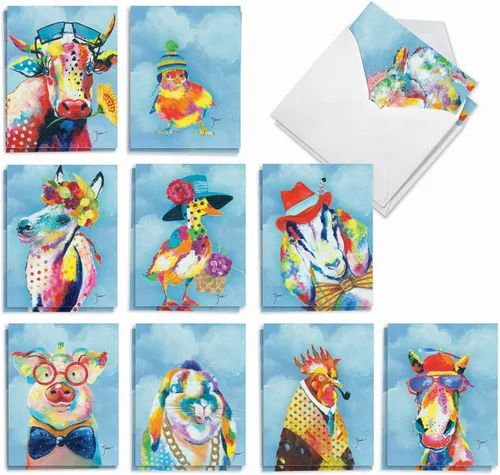Miniatura 11 de The Best Card Company Juego surtido de cajas de tarjetas de felicitación en blanco, incluye 20 tarjetas + sobres, 10 diseños únicos, refinado