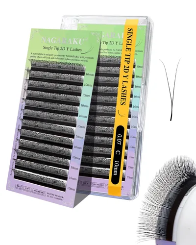 Miniatura 97 de Suministros de extensiones de pestañas NAGARAKU yy, pestañas falsas 0.05mm rizado D, bandeja mixta 8-12mm, prefabricadas 4D, abanico fácil, volumen