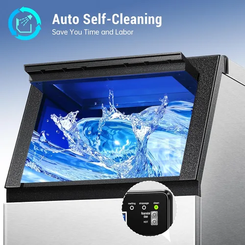 Miniatura 7 de Amzgachfktch Máquina de hielo comercial, máquina de hielo de 120 libras/24 horas, 2 modos de entrada de agua, máquina de hielo debajo del mostrador