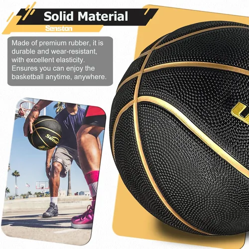 Miniatura 3 de Senston 27.5"/29.5" Balón de baloncesto para exteriores, excelente elasticidad/adherencia, de goma, con bomba, duradero, tamaño 5/7, para hombres