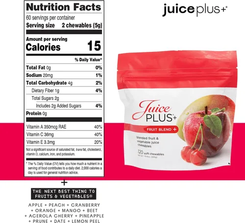 Miniatura 3 de JuicePlus+ - Mezcla de frutas y verduras masticables suaves – Sabrosas vitaminas veganas en gomitas para adultos y niños – 4 meses de suministro
