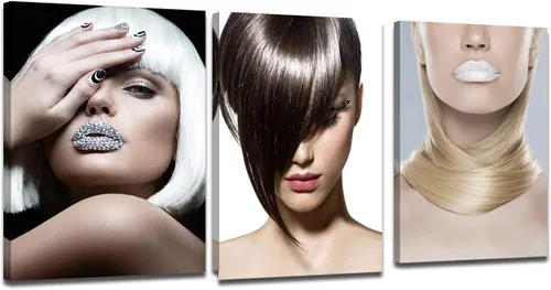 Miniatura 12 de Decoración de pared de salón de peluquería de corte de pelo de moda enmarcada 36Wx16H Women Hairstyle Wall Decor, Fashion Haircut Picture