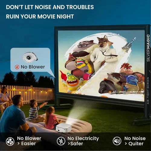 Miniatura 2 de Pantalla de proyector inflable silenciosa I diseño hermético sin soplador, respaldo negro, 100 pulgadas (equivalente a 14 pies)