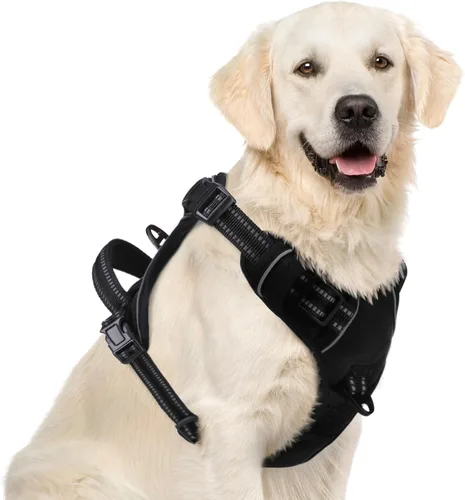 PUPTECK Arnés para perro sin tirones para perros grandes, arnés para perro ajustable reflectante con mango de fácil control, arnés para mascotas