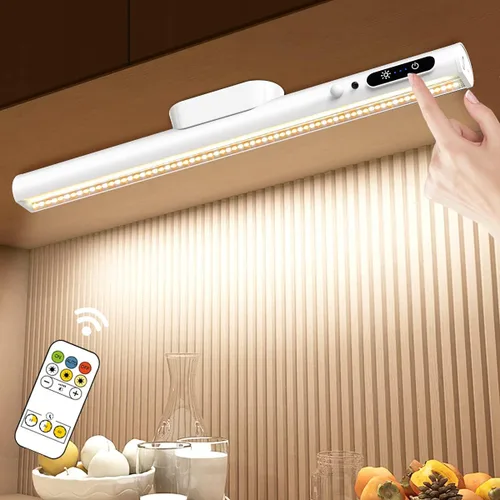 Hapfish Barra de Luz LED con Sensor de Movimiento Interior, Iluminación Recargable Bajo Gabinete Inalámbrica, Luces de Pared Operadas por Batería