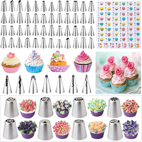 Miniatura 2 de Kit de Herramientas de Suministros para Decoración de Pasteles 356 piezas, Accesorios de Repostería Nifogo con Plato Giratorio para Pasteles, Manga