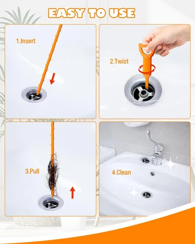 Miniatura 6 de Herramienta Serpiente para Fregadero de 25 Pulgadas para Eliminar Obstrucciones de Desagüe, Paquete de 6 Herramientas Limpiadoras de Desagüe