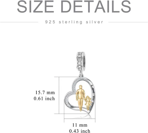 Miniatura 27 de PROESS Dije para padre, madre e hija, pulsera de plata de ley para pulseras, regalos de cumpleaños, día de San Valentín, para hija, madre, amante