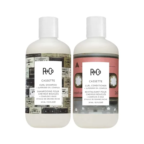 R+Co Cassette Curl Shampoo & Conditioner Set + Superseed Oil Complex | Define rizos, domina el encrespamiento y añade brillo | Vegano + libre de