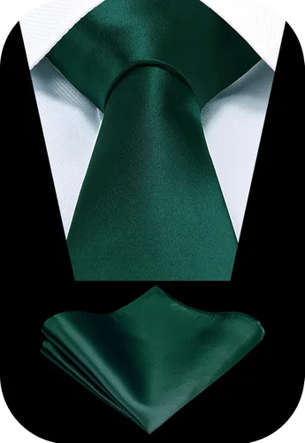 Miniatura 2 de TIE G - Juego de corbata negra formal y pañuelo de bolsillo en caja de regalo
