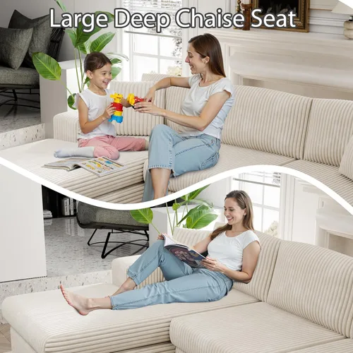 Miniatura 5 de Sofá modular modular de 105 pulgadas para sala de estar, sofá modular en forma de L con asiento profundo, sofá de espuma de nube con diván de gran