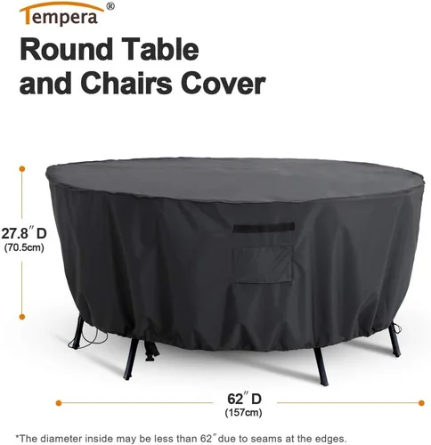 Miniatura 2 de Tempera - Funda redonda para muebles de patio - Funda para mesa al aire libre y juego de sofá seccional - Resistente al desgarro, anti-UV e Gris