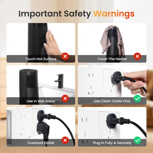 Miniatura 9 de FLANUR Calentadores inteligentes de cerámica PTC de 1500 W para uso en interiores, calentador portátil con control remoto y aplicación para Negro