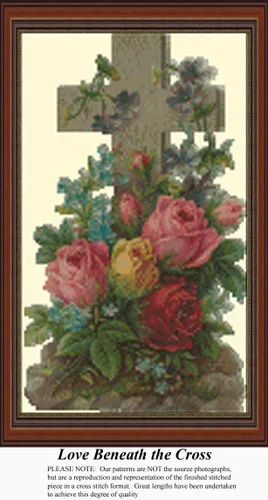 Love Beneath The Cross, patrón vintage de punto de cruz (patrón solamente, proporciona hilo dental y tela)