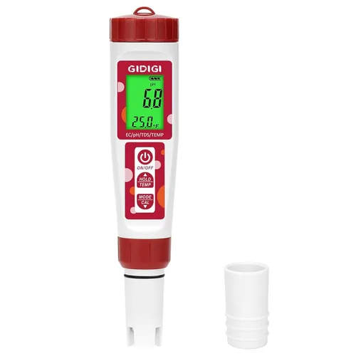 Medidor de pH para agua, 4 en 1 EC PPM Probador de pH de temperatura para hidropónico, probador de agua TDS para agua potable, medidor de pH digital