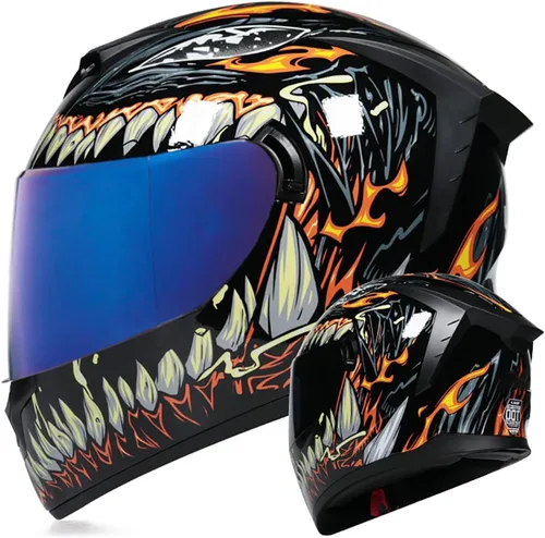 Miniatura 15 de Cascos de motocicleta de cara completa, casco de motocicleta aprobado por ECE/DOT con viseras dobles, casco de motocicleta de cara completa para J