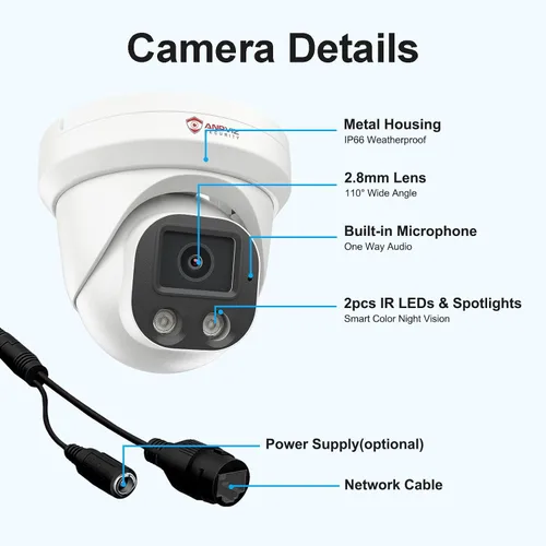 Miniatura 7 de Cámara IP PoE Anpviz de 4MP, cámara de seguridad torreta IP para interiores y exteriores, detección de movimiento humano AI