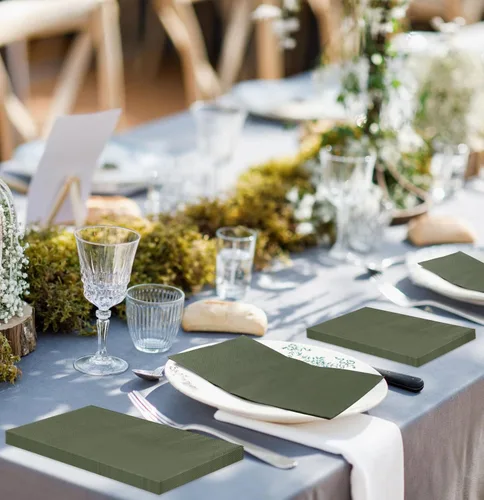 Miniatura 2 de SietDESEO 100 Piezas Servilletas de 3 Capas de Color Verde Desechables de 13 x 15.7 Pulgadas, Servilletas de Baño para Invitados, Toallas de Mano