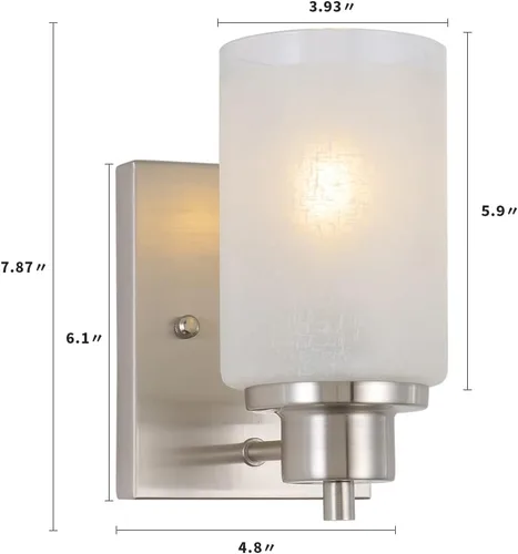 Miniatura 4 de 2 unidades de lámpara de pared para baño, lámpara de pared moderna para interior con pantallas de vidrio esmerilado color lino blanco y acabado