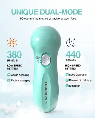 Miniatura 6 de TOUCHBeauty Juego de cepillos faciales portátiles con estuche y 3 cabezales de cepillo giratorio, cerdas de limpieza de poros profundos de 0.002 in
