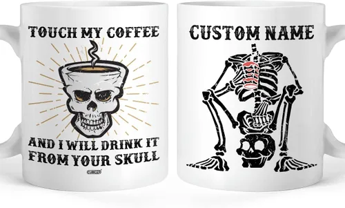 Miniatura 13 de CUBICER Taza de café de cerámica negra personalizada, tazas religiosas, con nombre personalizado, tazas grandes con refranes para mujeres, hombres