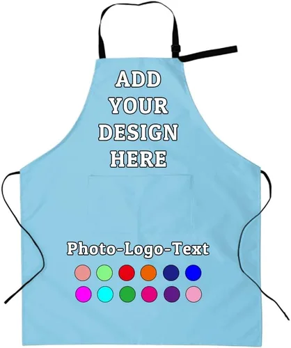 Miniatura 39 de Delantal personalizado para adultos, delantales personalizados con bolsillos, añade tu logotipo y foto, delantal impermeable ajustable personalizado