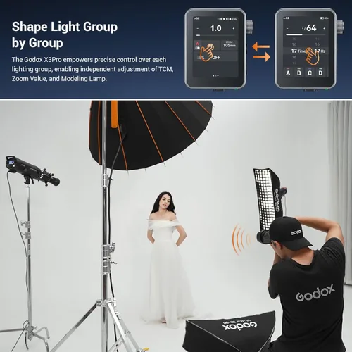 Miniatura 4 de GODOX Disparador de flash X3 Pro C TTL para Canon, sistema X de 2.4 GHz con E-TTL II, pantalla táctil de 2.4 pulgadas, control de aplicación