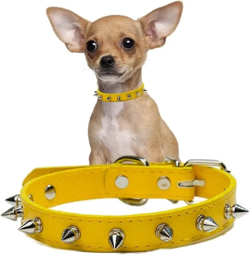 Miniatura 9 de Collar de perro con pinchos para perros medianos, remache de hongos, piel sintética suave, collar de gato con tachuelas, ajustable para perros Azul