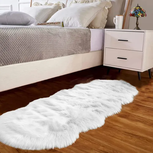 Miniatura 68 de Goolela Alfombra esponjosa de piel sintética de oveja sintética de 4 x 6 pies, color gris, para dormitorio, mesita de noche, alfombra suave de felpa